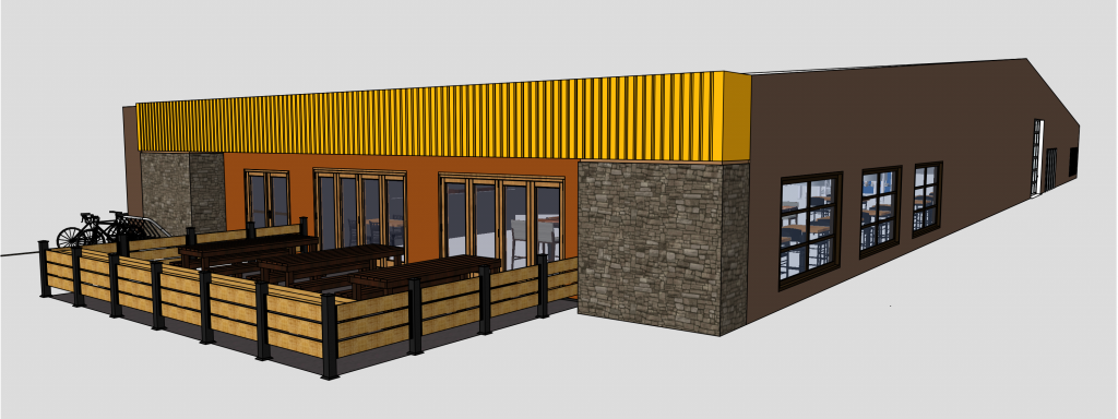 A rendering of a potential facade for the Prairie Dog brewpub.