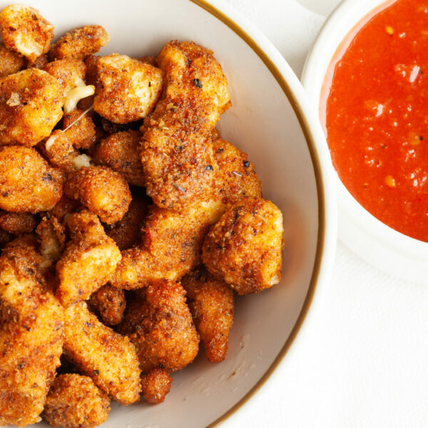 Prairie Dog Brewing fried cheese curds with smoked tomato sauce.