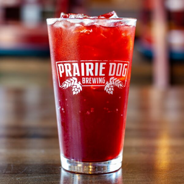 Prairie Dog Brewing Gin Rickey cocktail with 1.5oz of gin, lime and black cherry soda.
