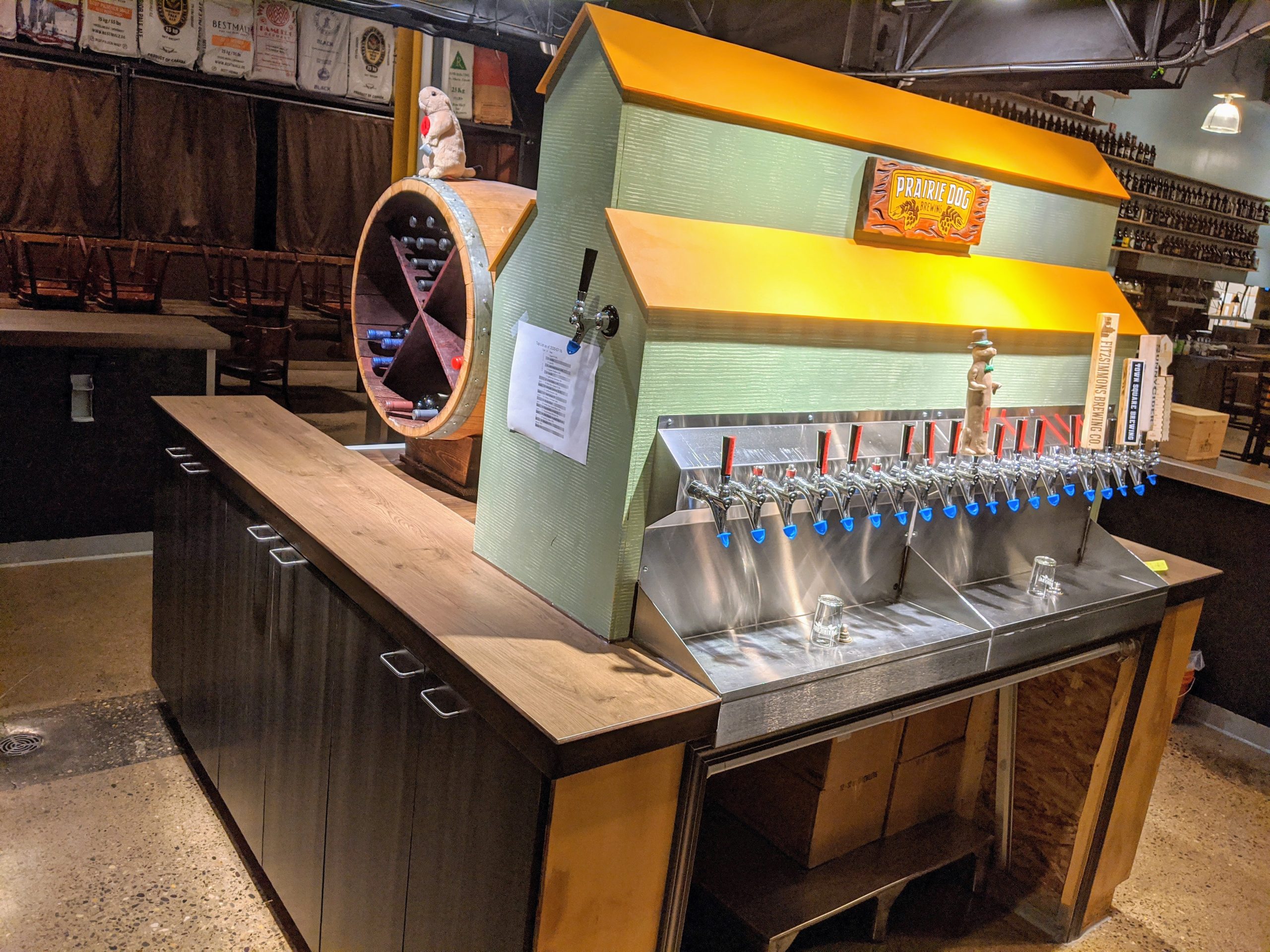 Centre bar island and tap tower with newly surfaced counters and cabinet doors