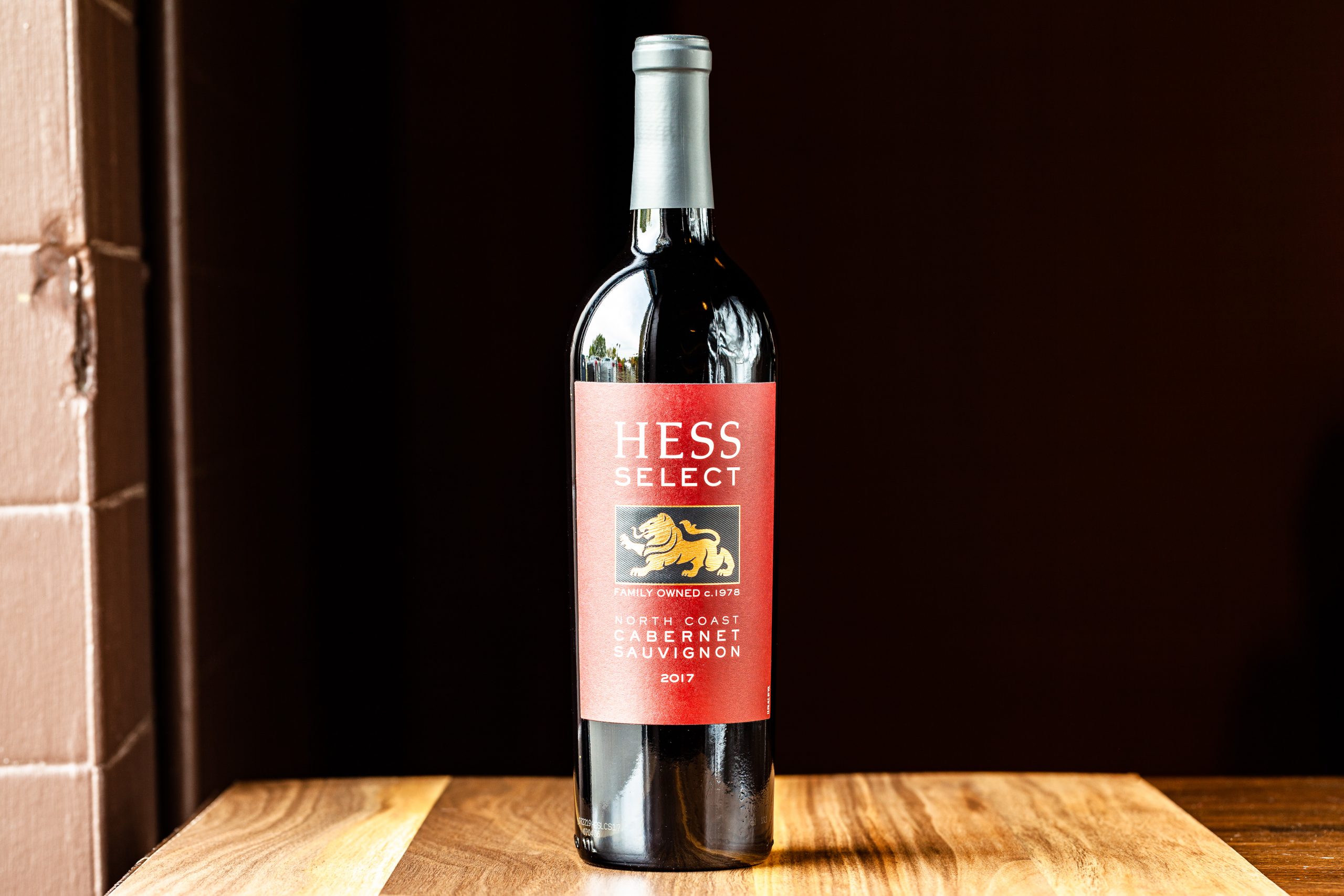 A 750-mL bottle of 2017 Hess Select Cabernet Sauvignon red wine (California)