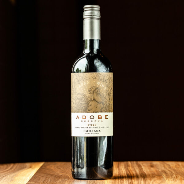 A 750-mL bottle of Adobe Resevera organic Syrah red wine.