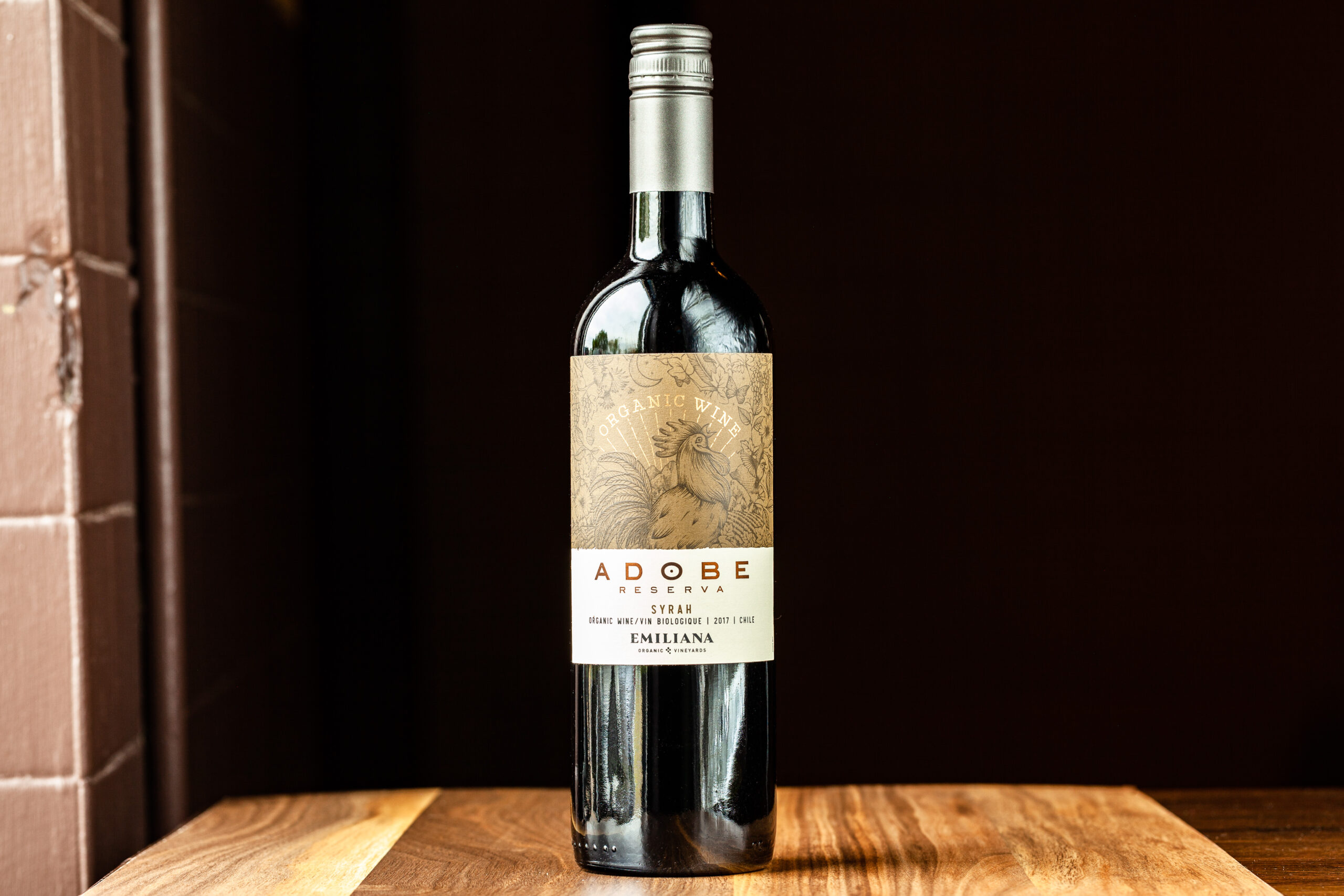 A 750-mL bottle of Adobe Resevera organic Syrah red wine.