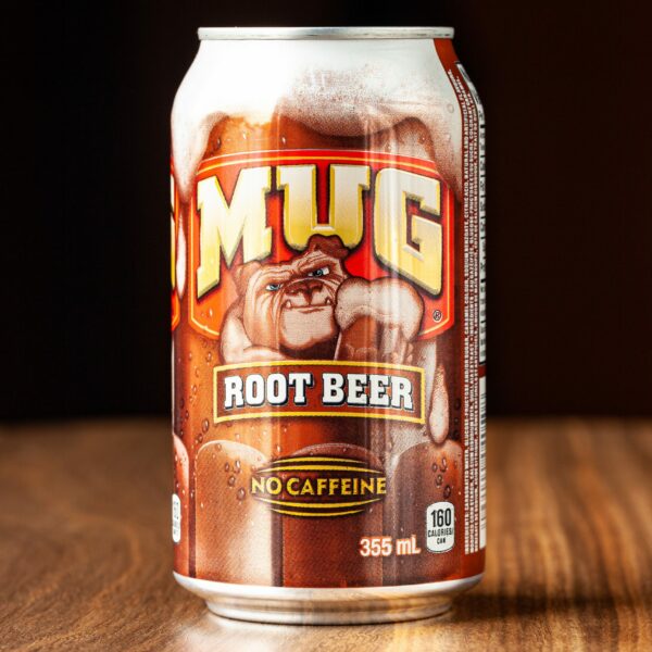 A 355-mL can of Mug Root Beer.