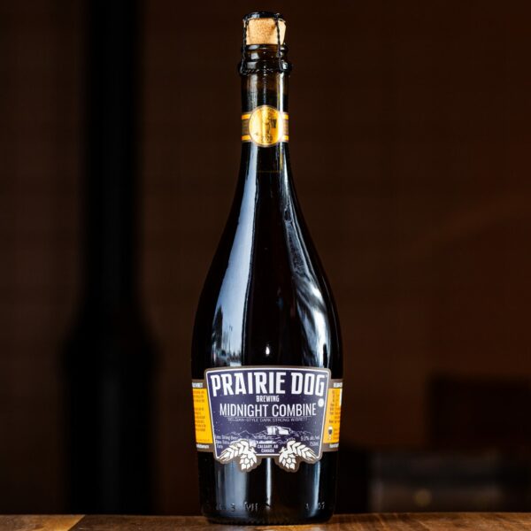 750-mL bottle of Prairie Dog Brewing Midnight Combine barrel-aged Belgian-style dark strong beer, 2020 release.
