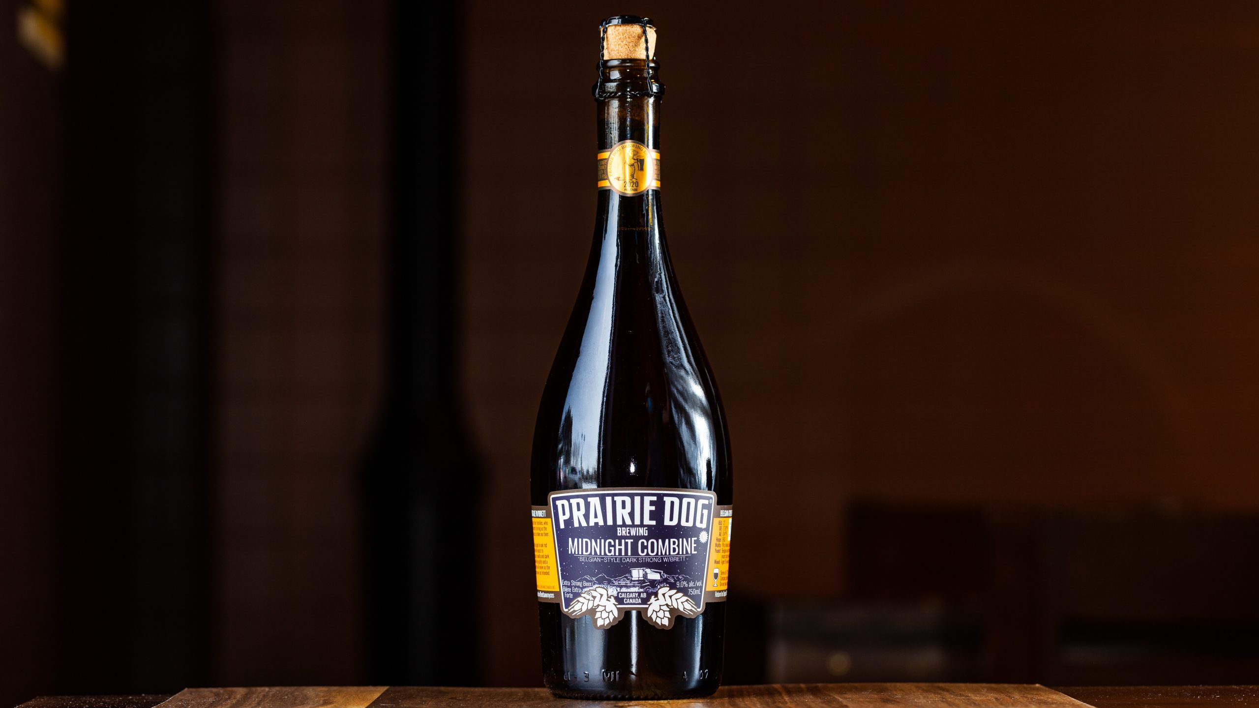 750-mL bottle of Prairie Dog Brewing Midnight Combine barrel-aged Belgian-style dark strong beer, 2020 release.