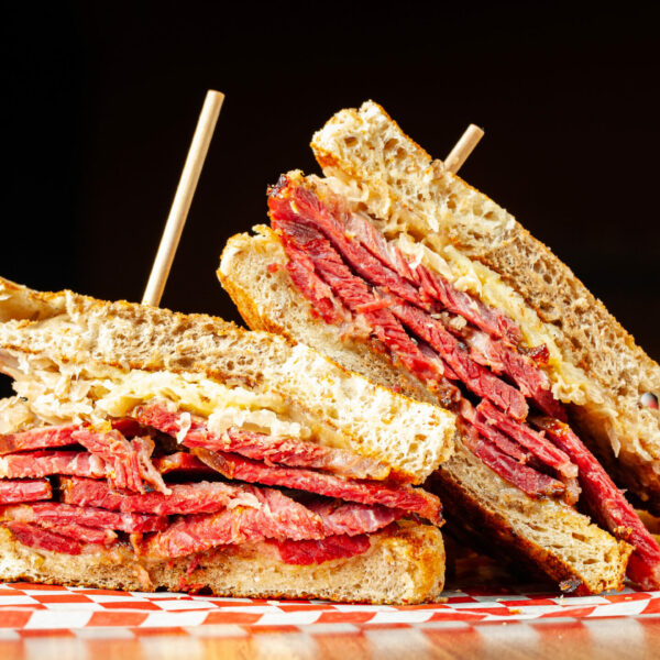 Prairie Dog Brewing's Pastrami on Rye Sandwich with side fries.