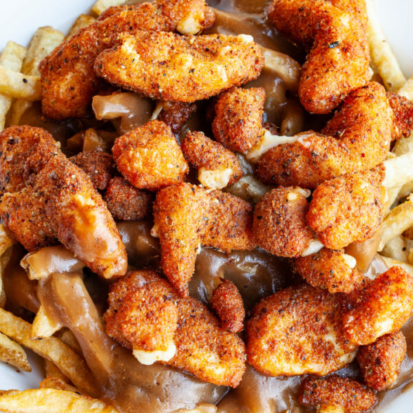 Prairie Dog Brewing Poutine Starter/Shareable menu item in a bowl.