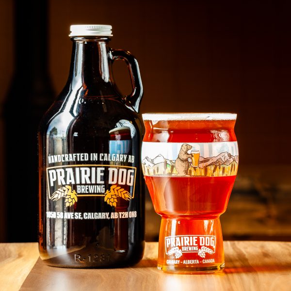 946mL howler jug and 473mL draft pour of Prairie Dog Brewing Tail Twitcher IPA