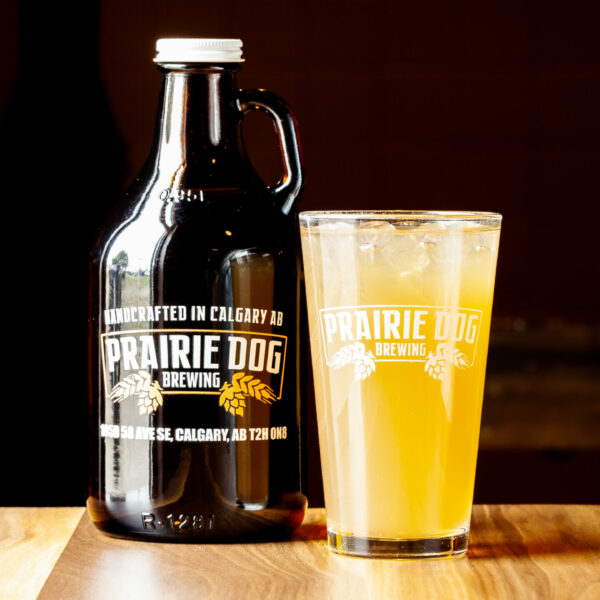 A 946ml howler fill and 473ml draft of Prairie Dog Brewing's Prairie Mule Cocktail.