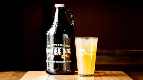A 1.89L growler fill and 473ml draft pour of Prairie Dog Brewing's Prairie Mule Cocktail