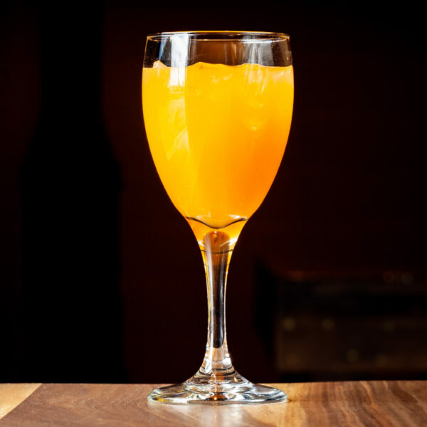 A glass of Prairie Dog Brewing's Tropatini cocktail.