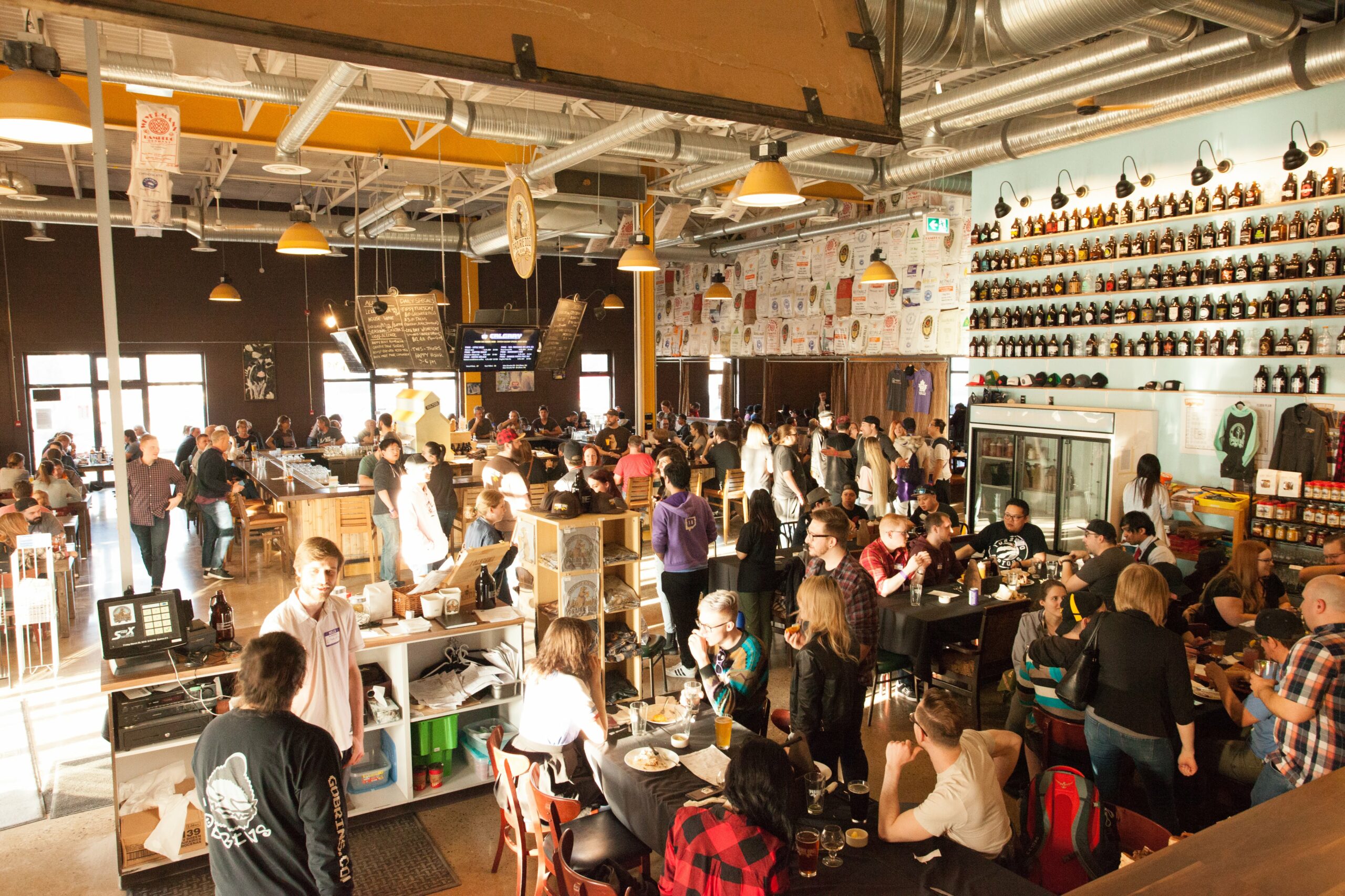 The Prairie Dog Brewing dining room during a busy 2019 event.