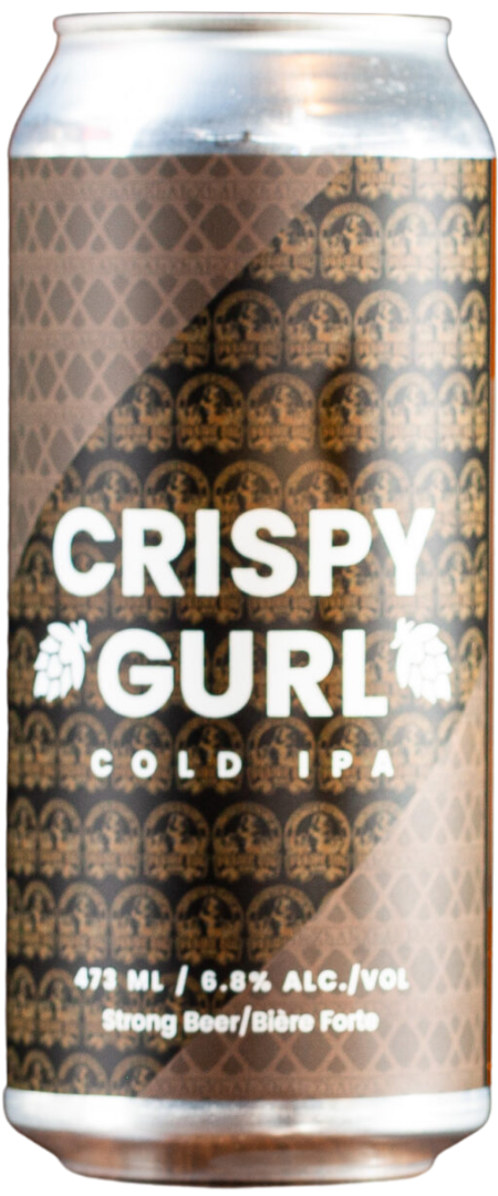 A graphic of a can of Prairie Dog Brewing's Crispy Gurl Cold IPA Collaboration with XHale Brew Co