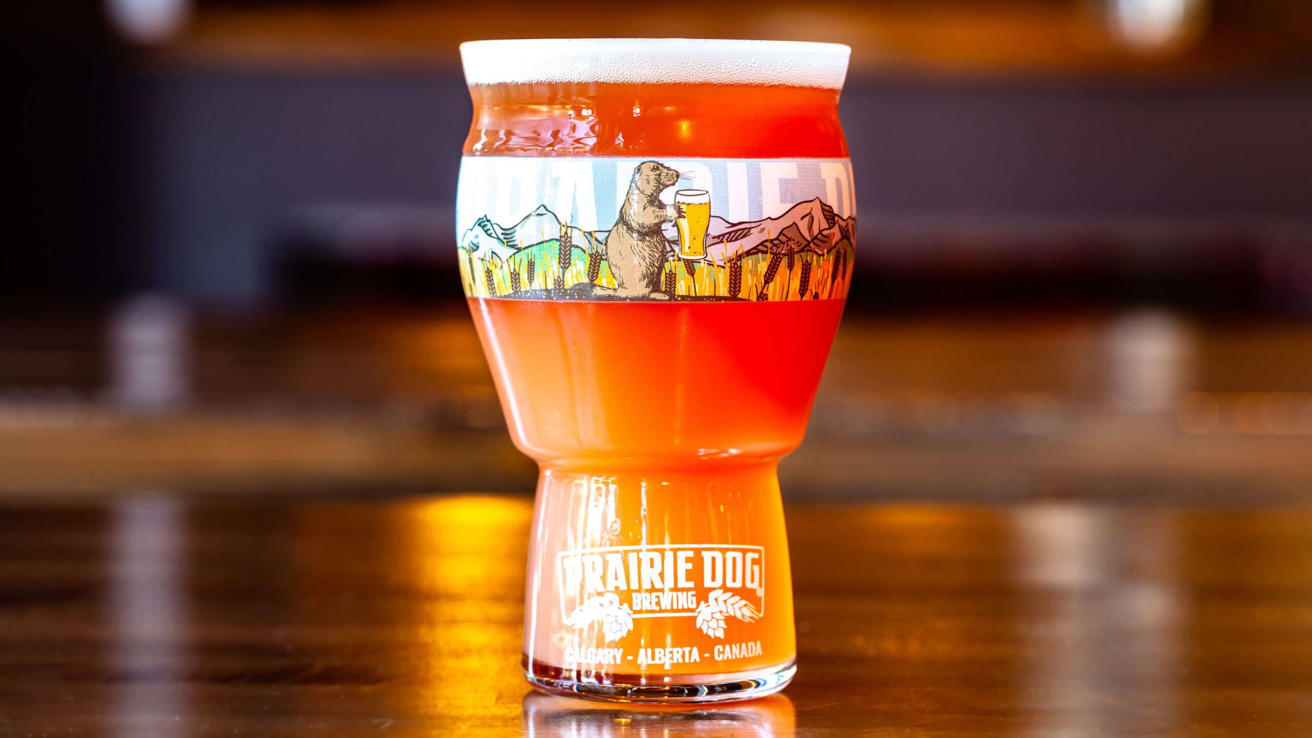 Prairie Dog Brewing Berry Burrow in 16oz (473mL) branded pint glass.