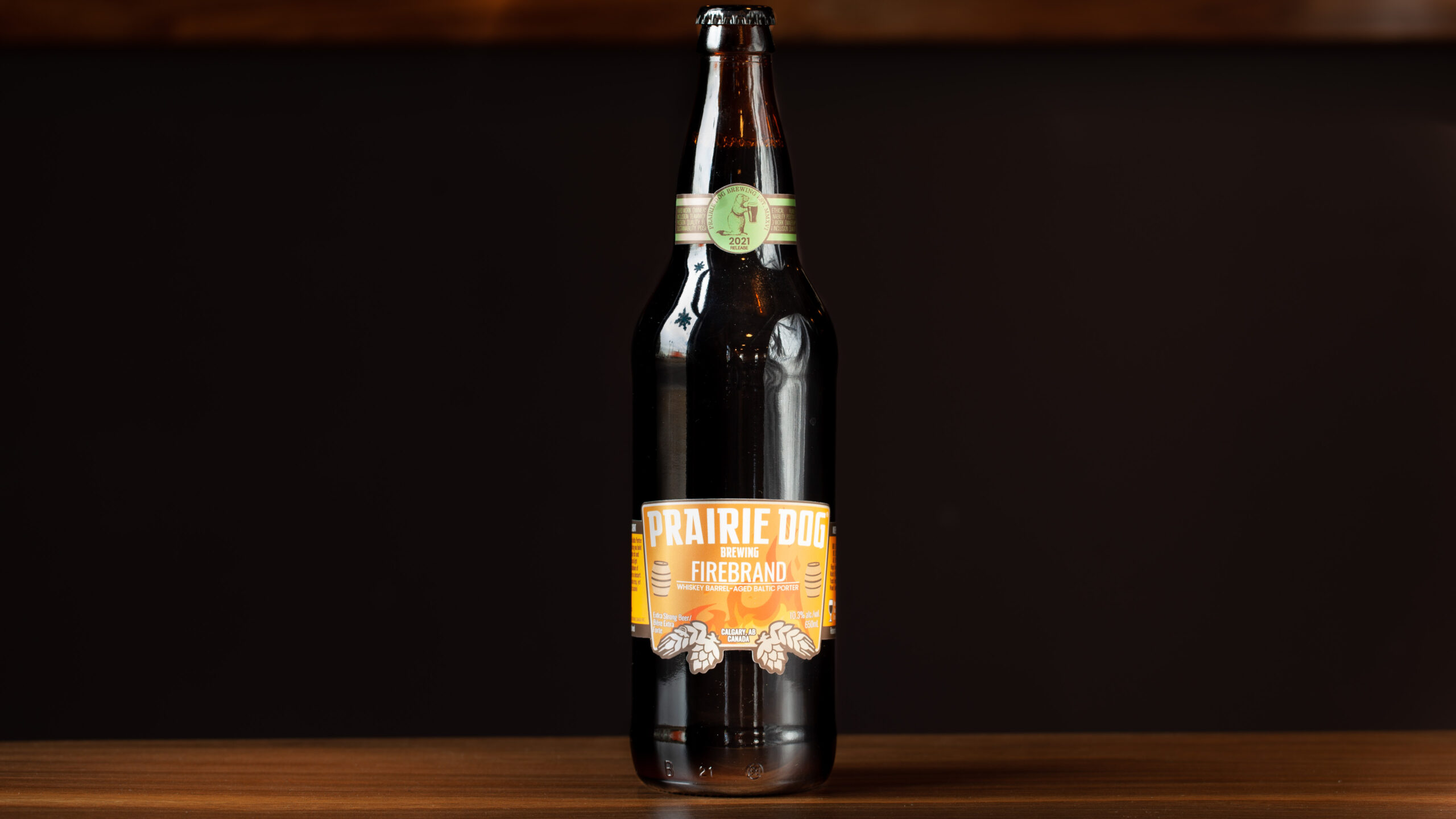 Bottle of Prairie Dog Brewing Firebrand Barrel-Aged Baltic Porter