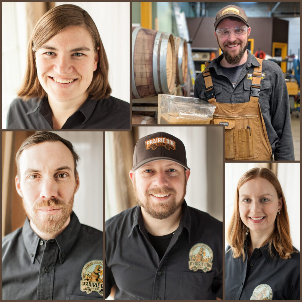 Prairie Dog Brewing's 5 founders, (from top right): Laura Coles, Tyler Potter, Sarah Goertzen, Gerad Coles, and Jay Potter.