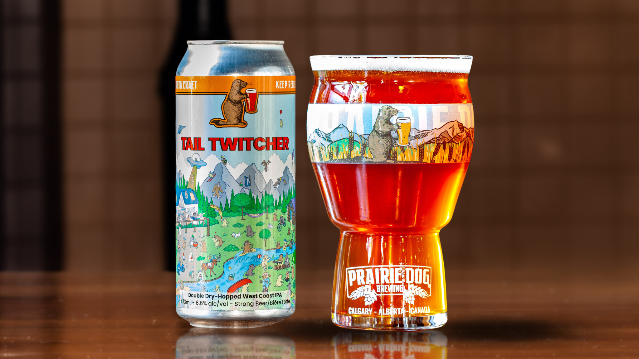 A 473-ml tall-boy can of our modern Tail-Twitcher IPA.